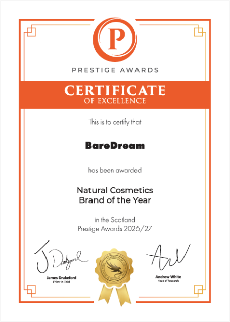 Natural Cosmetics Brand of the Year 2026/27 by the Scotland Prestige Awards